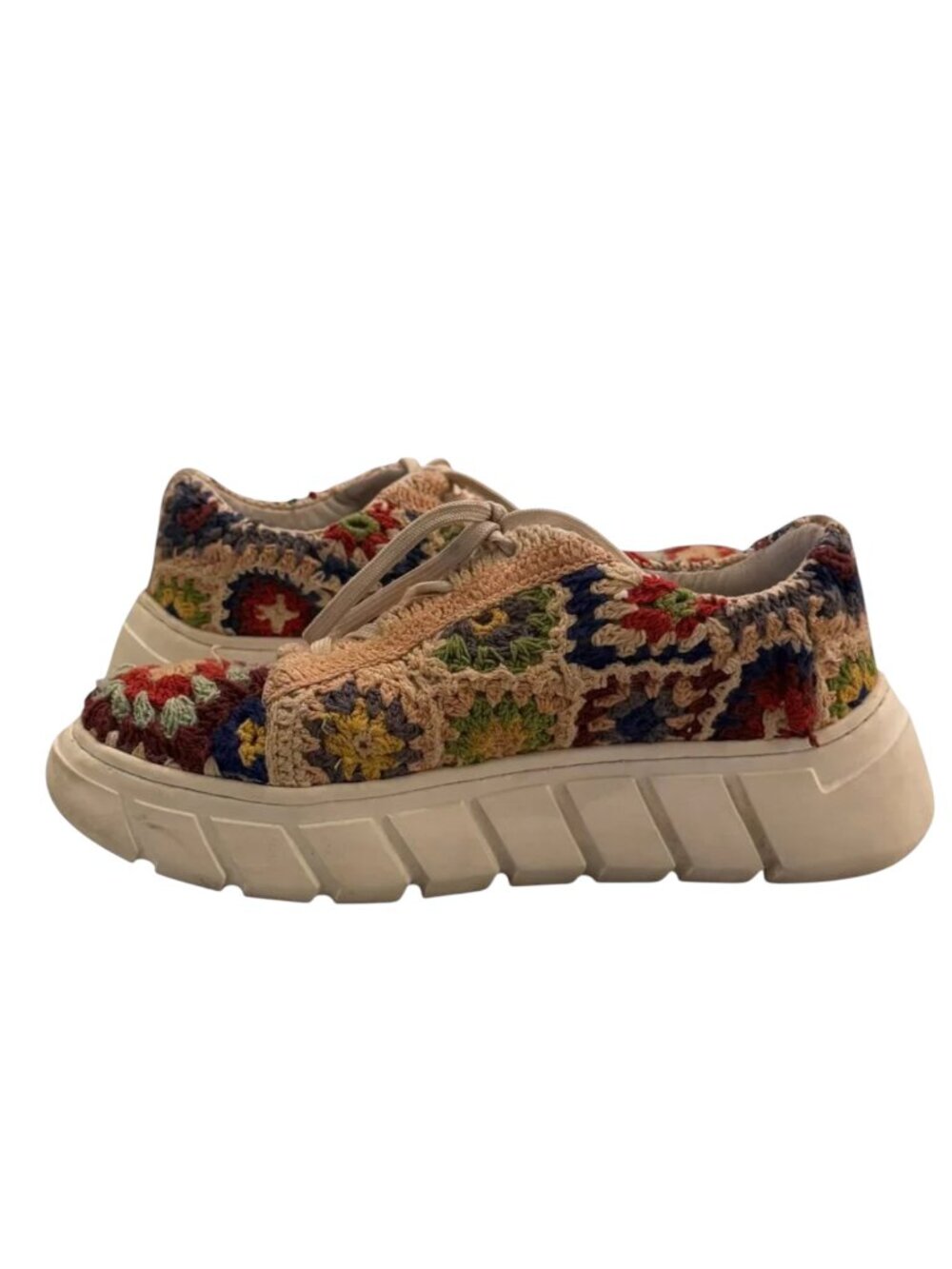 Free People Catch Me If You Can Crochet Platform Sneakers Multi Size 38 / 7.5 - Picture 2 of 11